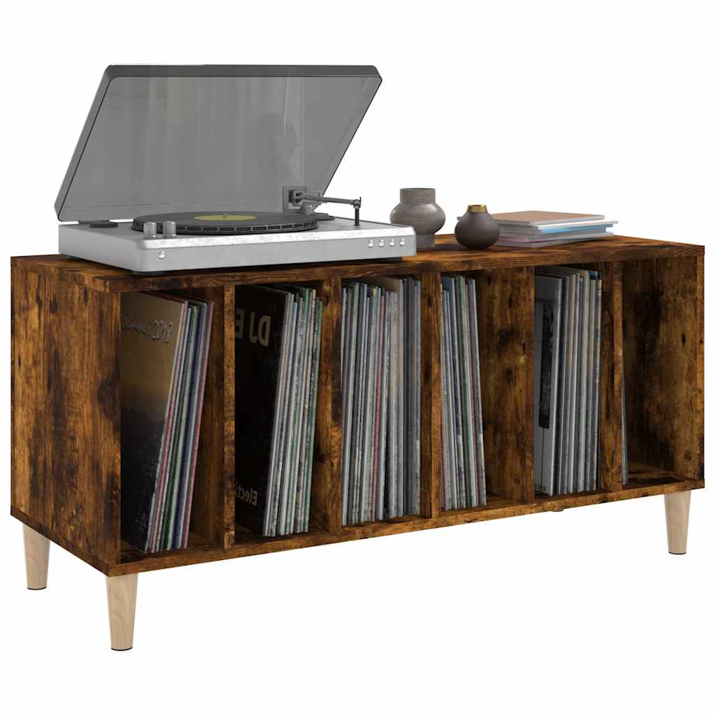 vidaXL Record Cabinet Smoked Oak 100x38x48 cm Engineered Wood 4