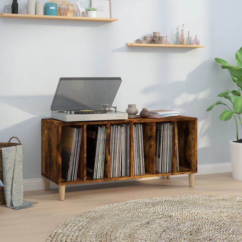 Record Cabinet Smoked Oak 100x38x48 cm Engineered Wood