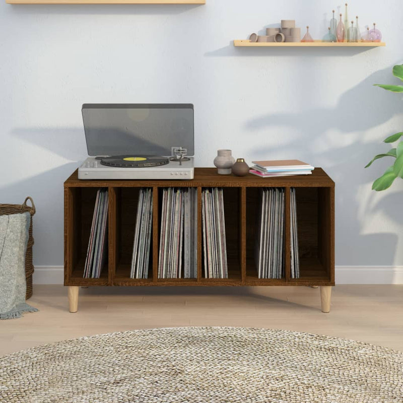 Record Cabinet Brown Oak 100x38x48 cm Engineered Wood