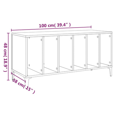 Record Cabinet Black 100x38x48 cm Engineered Wood