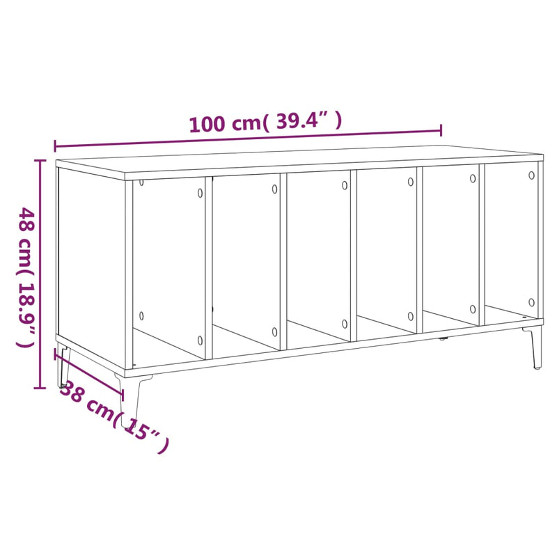 Record Cabinet Black 100x38x48 cm Engineered Wood