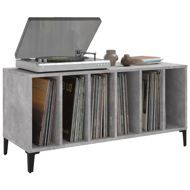 Record Cabinet Concrete Grey 100x38x48 cm Engineered Wood