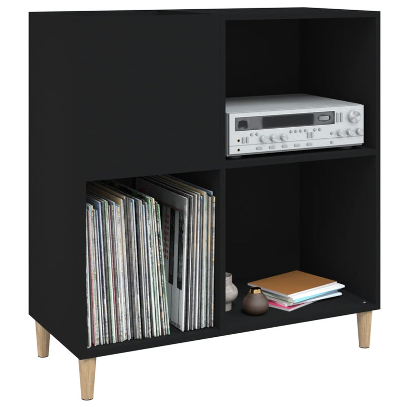 Record Cabinet Black 84.5x38x89 cm Engineered Wood