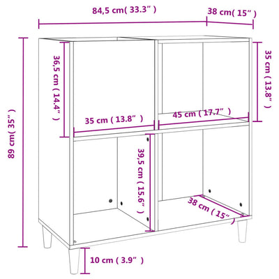 Record Cabinet Sonoma Oak 84.5x38x89 cm Engineered Wood