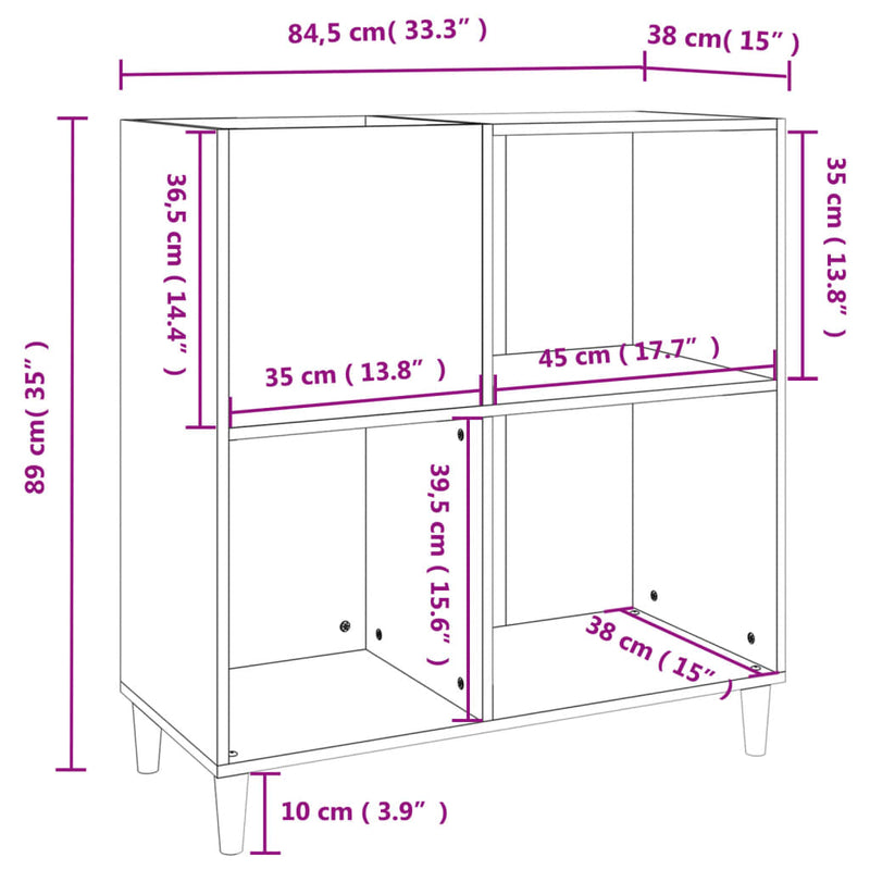 Record Cabinet Sonoma Oak 84.5x38x89 cm Engineered Wood