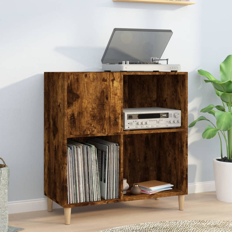 Record Cabinet Smoked Oak 84.5x38x89 cm Engineered Wood