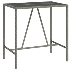 5 Piece Garden Bar Set Poly Rattan& Solid Wood Acacia Grey 110 cm table length 4