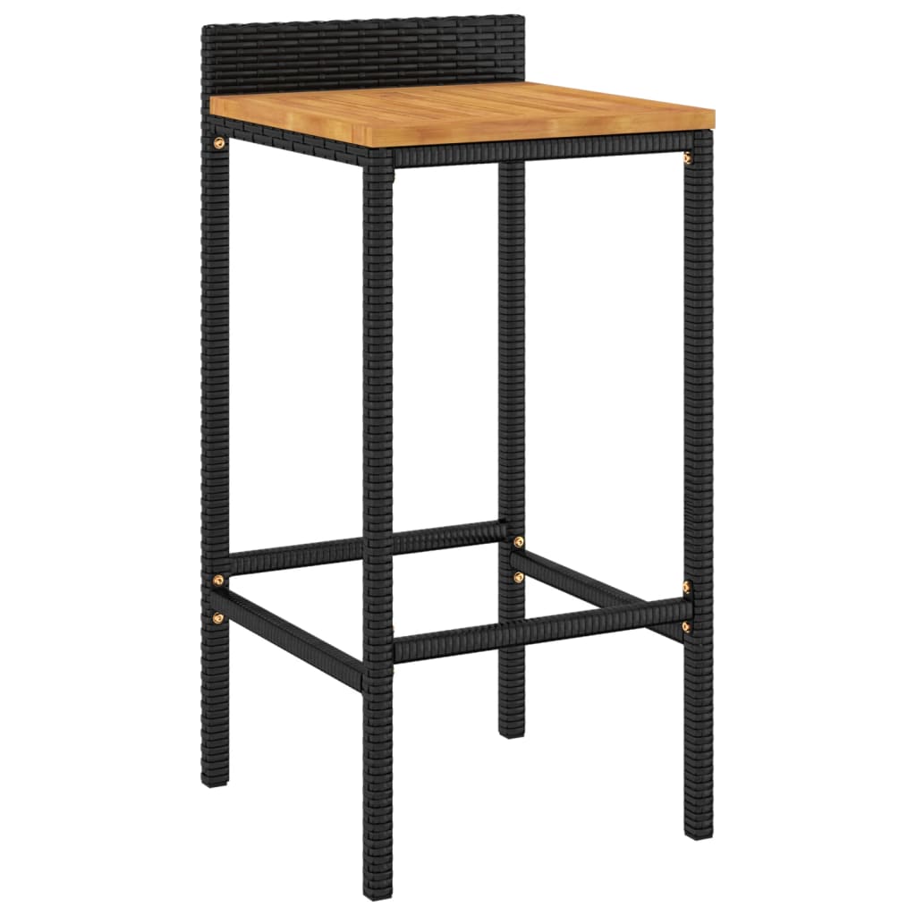 3 Piece Garden Bar Set Poly Rattan&Solid Wood Acacia Black 2