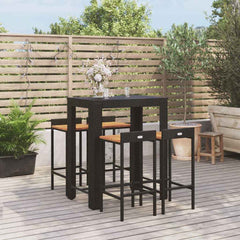 3 Piece Garden Bar Set Poly Rattan&Solid Wood Acacia Black 4