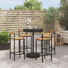 3 Piece Garden Bar Set Poly Rattan&Solid Wood Acacia Black 4