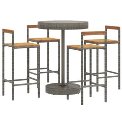 3 Piece Garden Bar Set Poly Rattan&Solid Wood Acacia Grey 4