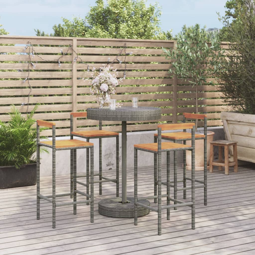 3 Piece Garden Bar Set Poly Rattan&Solid Wood Acacia Grey 4