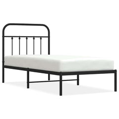 vidaXL Metal Bed Frame without Mattress with Headboard Black 90x190cm 2