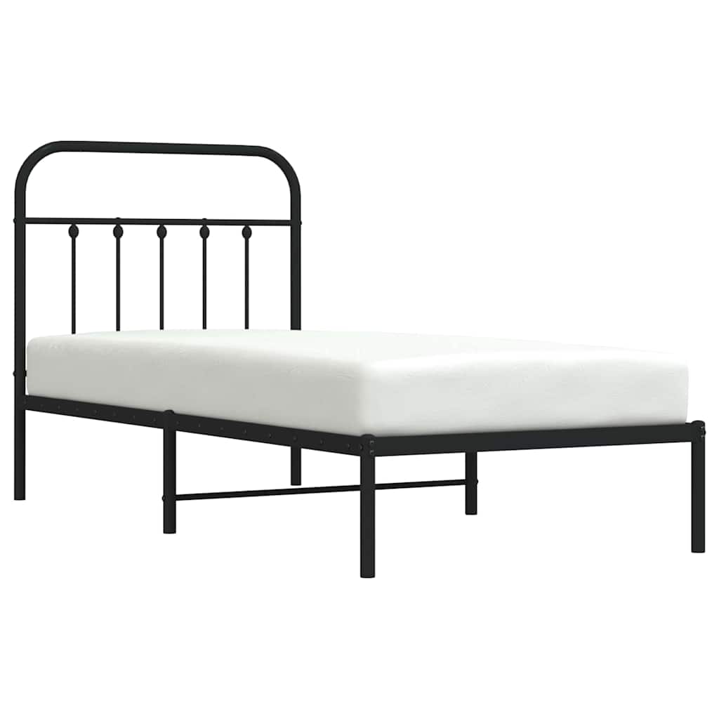 vidaXL Metal Bed Frame without Mattress with Headboard Black 90x190cm 5