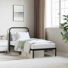 vidaXL Metal Bed Frame without Mattress with Headboard Black 90x190cm 1