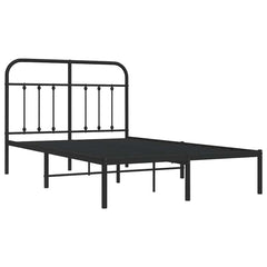 vidaXL Metal Bed Frame without Mattress with Headboard Black 120x190cm 3