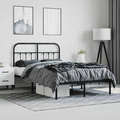 vidaXL Metal Bed Frame without Mattress with Headboard Black 120x190cm 4