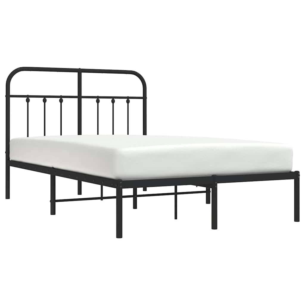 vidaXL Metal Bed Frame without Mattress with Headboard Black 120x190cm 5
