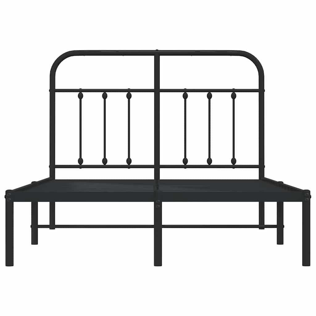 vidaXL Metal Bed Frame without Mattress with Headboard Black 120x190cm 6