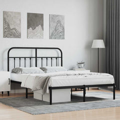 vidaXL Metal Bed Frame without Mattress with Headboard Black 140x190cm 1