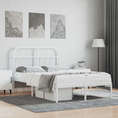 vidaXL Metal Bed Frame without Mattress with Headboard White 120x190cm 1