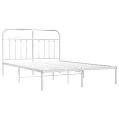 vidaXL Metal Bed Frame without Mattress with Headboard White 135x190cm 3