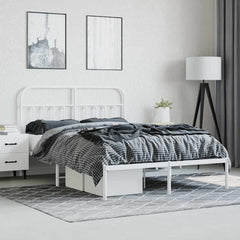 vidaXL Metal Bed Frame without Mattress with Headboard White 140x190cm 4