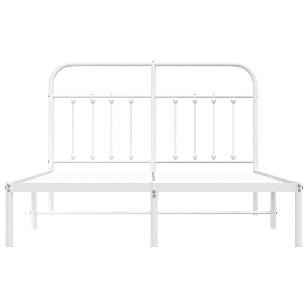 vidaXL Metal Bed Frame without Mattress with Headboard White 140x200cm 6