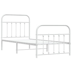 vidaXL Metal Bed Frame without Mattress with Footboard White 90x200cm 3