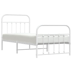 vidaXL Metal Bed Frame without Mattress with Footboard White 90x200cm 5