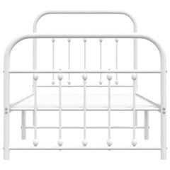 vidaXL Metal Bed Frame without Mattress with Footboard White 90x200cm 6