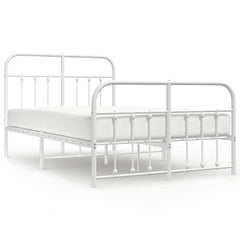 vidaXL Metal Bed Frame without Mattress with Footboard White 120x190cm 2