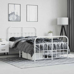 vidaXL Metal Bed Frame without Mattress with Footboard White 120x190cm 4