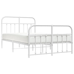 vidaXL Metal Bed Frame without Mattress with Footboard White 120x190cm 5