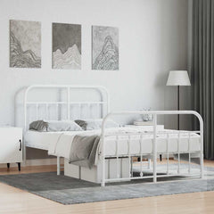 vidaXL Metal Bed Frame without Mattress with Footboard White 120x190cm 1