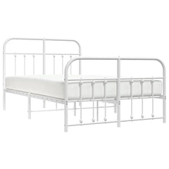 vidaXL Metal Bed Frame without Mattress with Footboard White 120x200cm 5