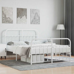 vidaXL Metal Bed Frame without Mattress with Footboard With headboard & footboard White