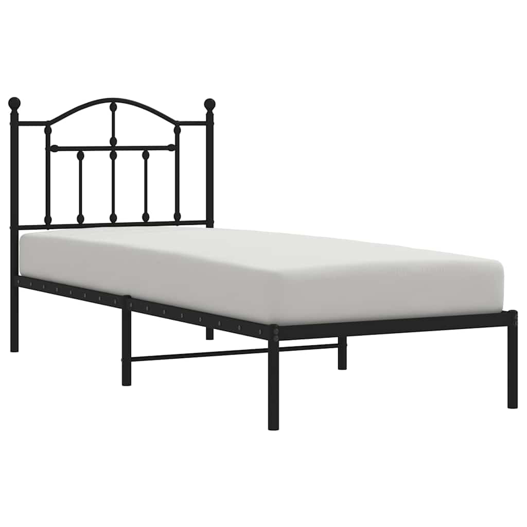 vidaXL Metal Bed Frame without Mattress with Headboard Black 90x190cm 3