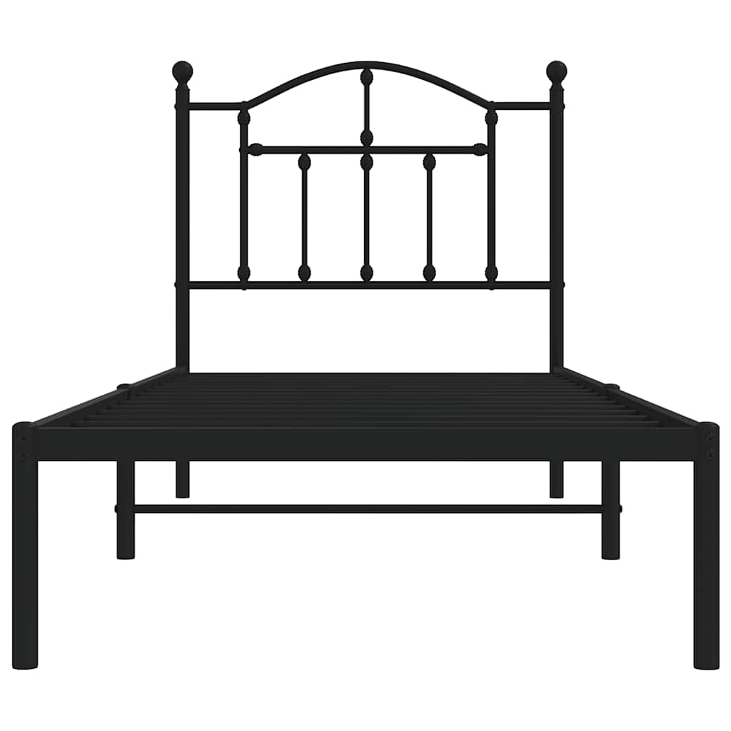 vidaXL Metal Bed Frame without Mattress with Headboard Black 90x190cm 5