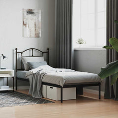 vidaXL Metal Bed Frame without Mattress with Headboard Black 90x190cm 1