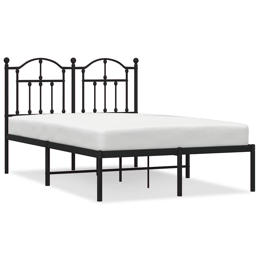 vidaXL Metal Bed Frame without Mattress with Headboard Black 120x190cm 2
