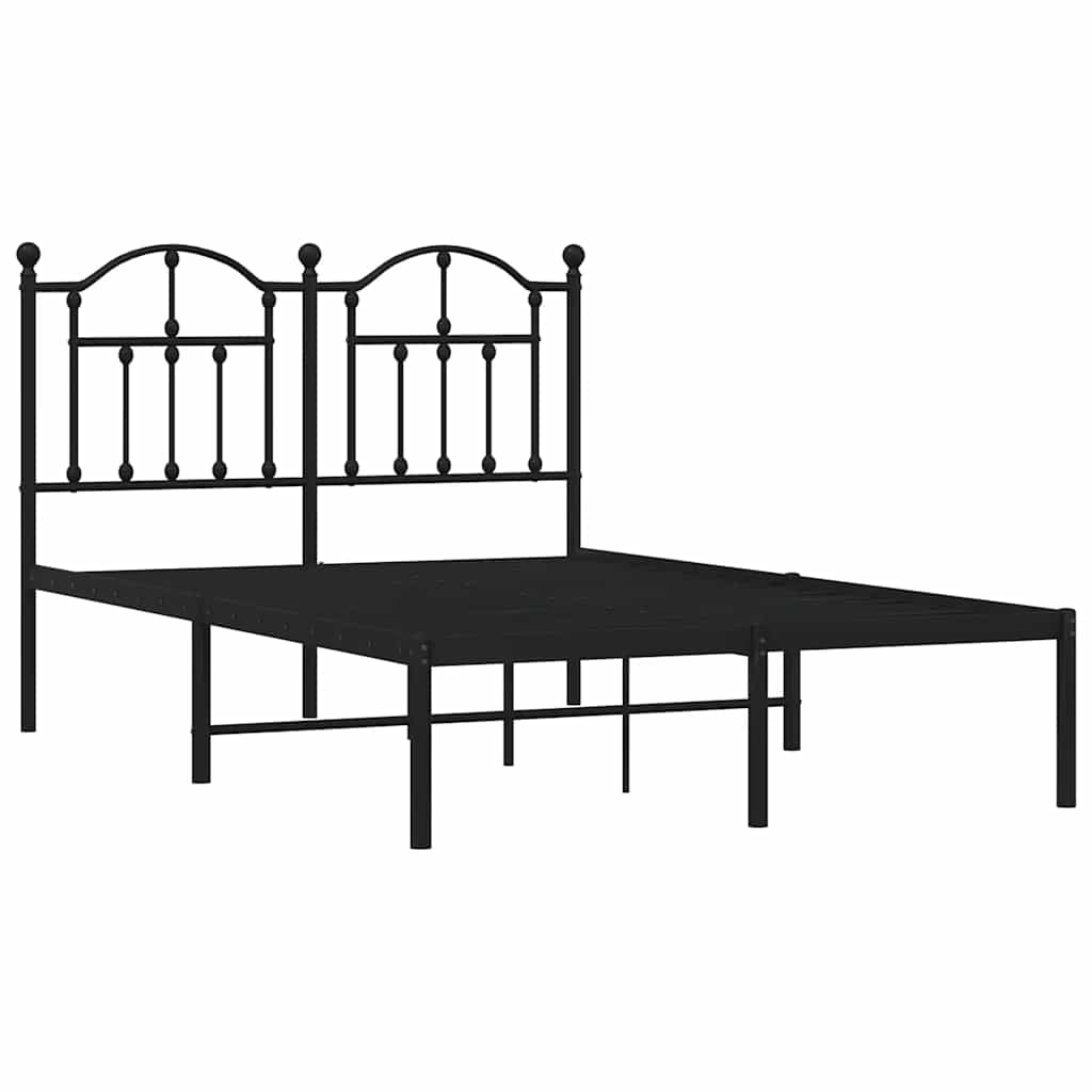 vidaXL Metal Bed Frame without Mattress with Headboard Black 120x190cm 4