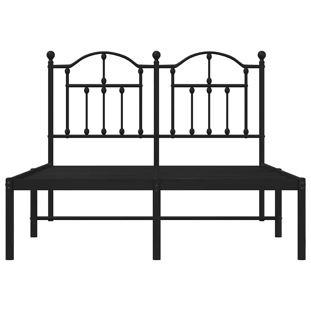 vidaXL Metal Bed Frame without Mattress with Headboard Black 120x190cm 5