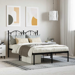 vidaXL Metal Bed Frame without Mattress with Headboard Black 120x190cm 1