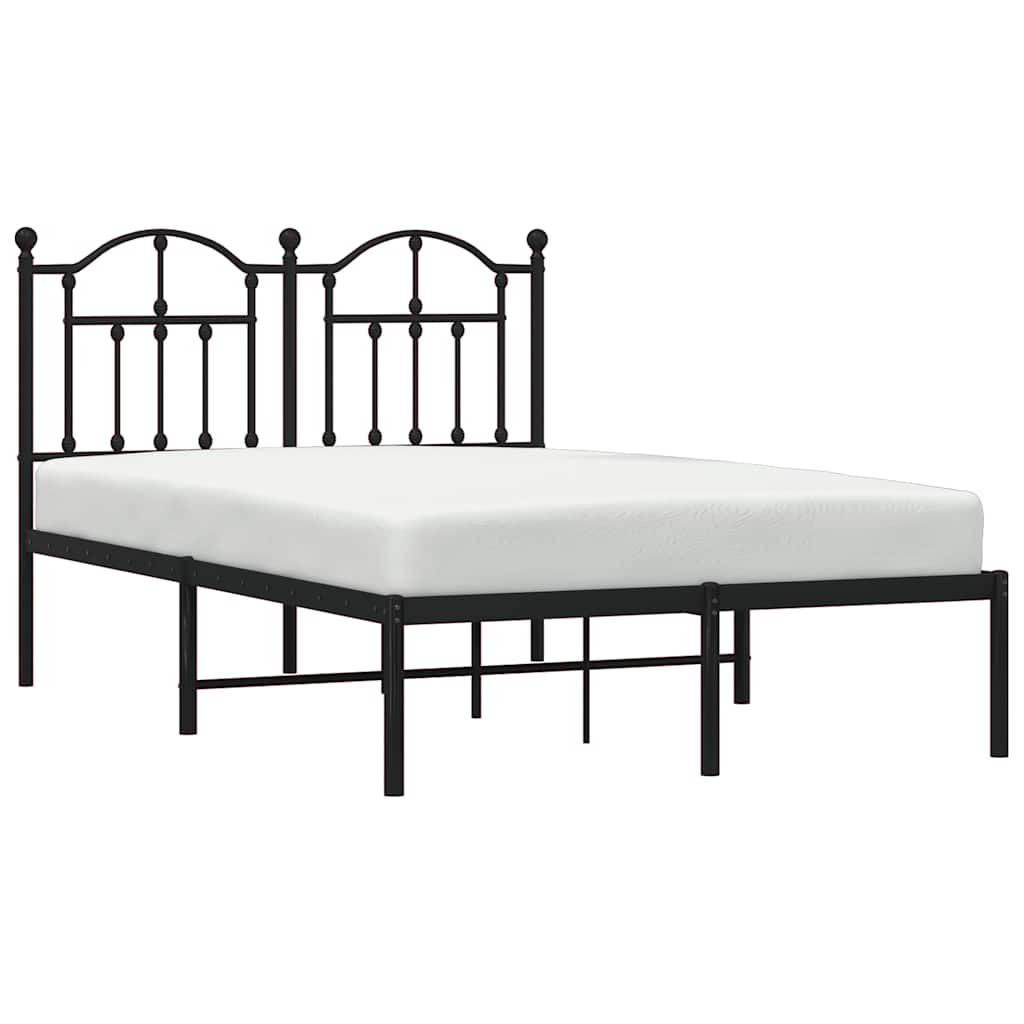 vidaXL Metal Bed Frame without Mattress with Headboard Black 120x200cm 4