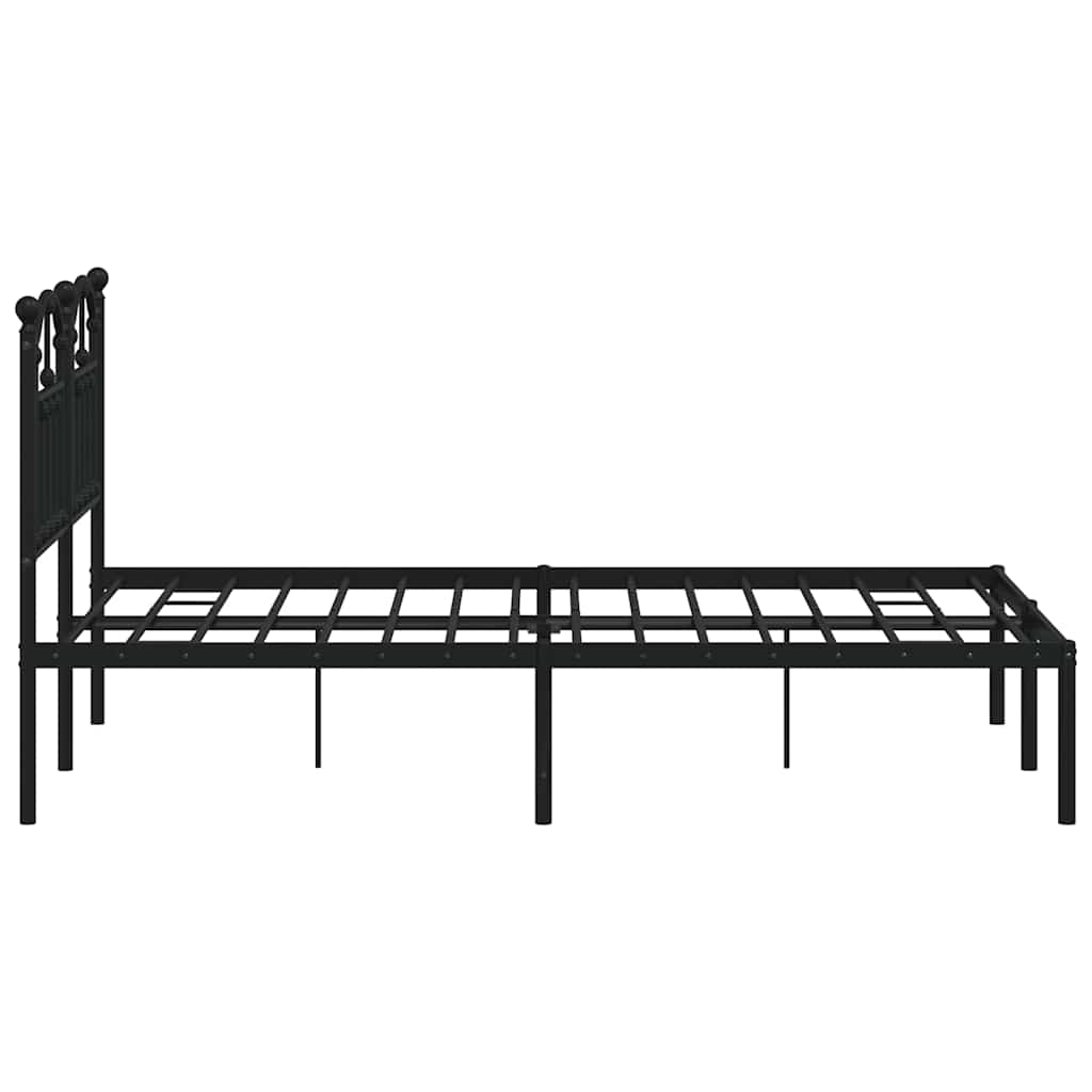 vidaXL Metal Bed Frame without Mattress with Headboard Black 120x200cm 6