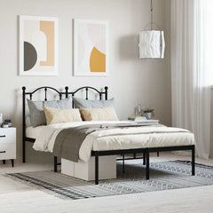 vidaXL Metal Bed Frame without Mattress with Headboard Black 120x200cm 1