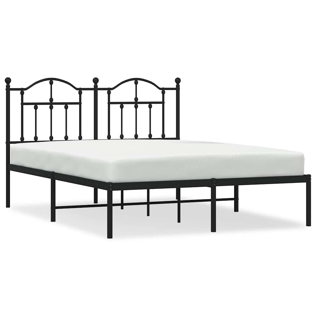 vidaXL Metal Bed Frame without Mattress with Headboard Black 140x190cm 2
