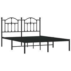 vidaXL Metal Bed Frame without Mattress with Headboard Black 140x190cm 3