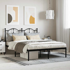 vidaXL Metal Bed Frame without Mattress with Headboard Black 140x190cm 1